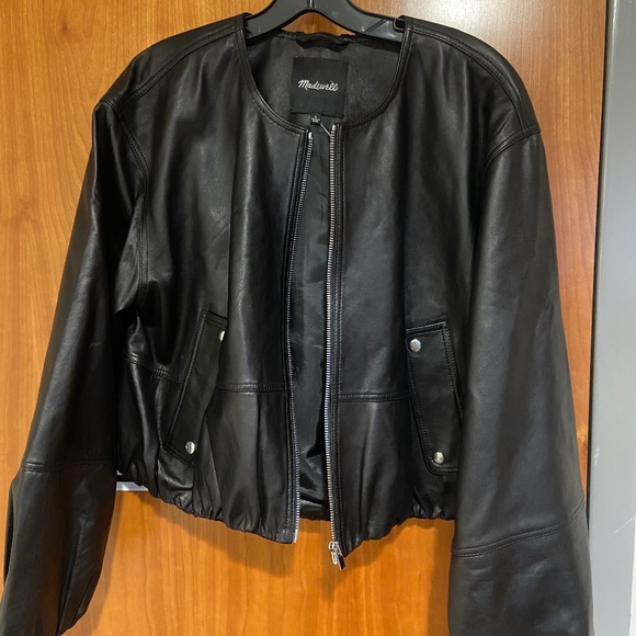 Madewell Leather Bubble-Sleeve Jacket NWT - Picture 5 of 8